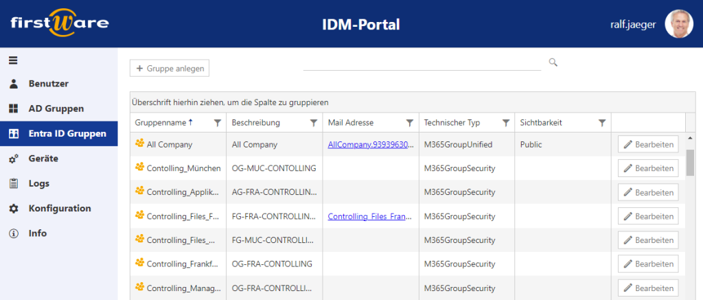 Gruppenverwaltung im IDM-Portal 5.1 - Entra ID und AD